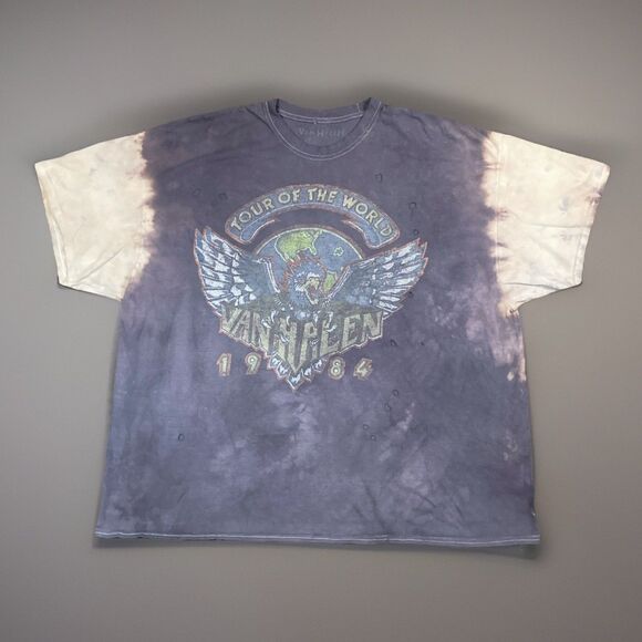 1984 Van Halen Grunge T Shirt Tour of The World Concert 80s Customized Band O/S - Picture 1 of 11